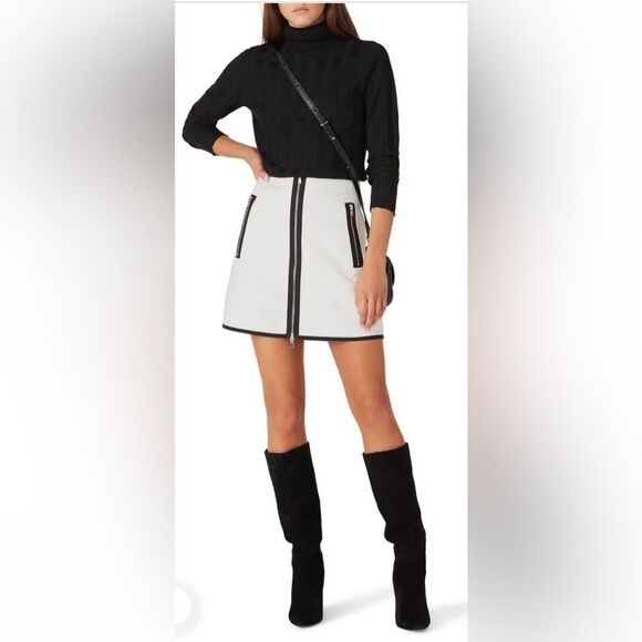 KaufmanFranco White Exposed Zipper Mini Skirt Size 4 - Picture 1 of 7